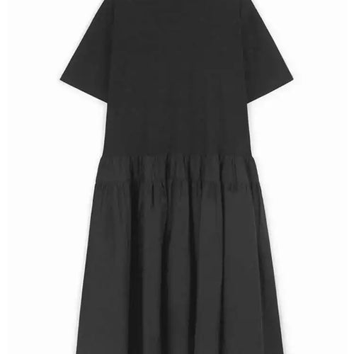 Load image into Gallery viewer, Women Army Green Pleated Hem Big Size Midi Dress New Round Neck Short Sleeve Fashion Tide Spring Summer 2025 1DJ0781
