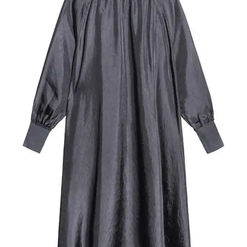 Load image into Gallery viewer, Women Gray Brief Long Big Size Elegant Dress New Turtleneck Long Sleeve Loose Fit Fashion Tide Spring Autumn 2025 1DH0252
