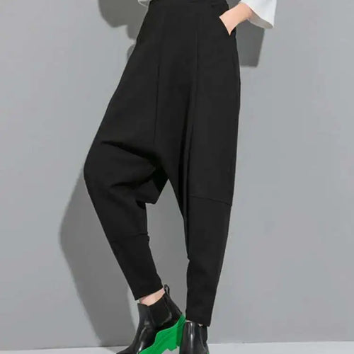 Load image into Gallery viewer, High Elastic Waist Black Brief Long Shaped Harem Pants New Loose Fit Trousers Women Fashion Spring Autumn 2025 1DF0630
