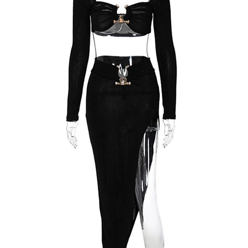 Load image into Gallery viewer, Fashion Knitted Contrast Bra Women's Two Piece Top High Waist Wrap Hip Short Skirt Set Sexy and Charming City Party 2023
