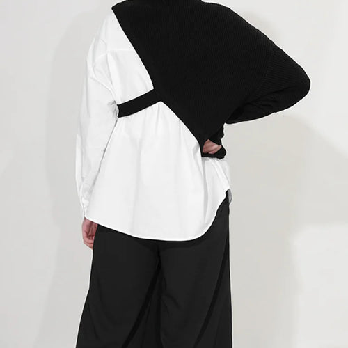 Load image into Gallery viewer, Women White Knitting Split Big Size Blouse New Lapel Long Sleeve Loose Fit Shirt Fashion Tide Spring Autumn 2025 1DC019
