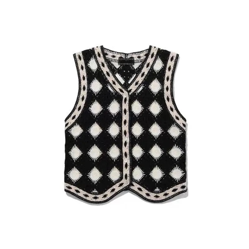 Japanese Y2k Knitted Tank Top Vintage 2000s Style Button Tanktop Harajuku Aesthetics Cut Out Knit Vest Korean Popular