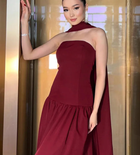 Sexy Strapless Sleeveless Backless Ribbon Long Dress For Women's 2025 Spring/summer New Elegant Slim Party Evening Dress
