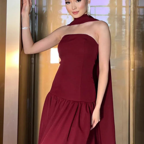 Load image into Gallery viewer, Sexy Strapless Sleeveless Backless Ribbon Long Dress For Women&#39;s 2025 Spring/summer New Elegant Slim Party Evening Dress
