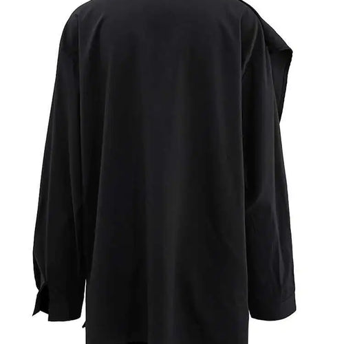 Load image into Gallery viewer, Women Black Irregular Spliced Big Size Blouse New Stand Collar Long Sleeve Shirt Fashion Tide Spring Autumn 2025 CPG1573
