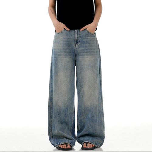 Load image into Gallery viewer, Men's Jeans New High Street American Style Bamboo Pattern Distressed Washed Denim Pants Loose Wide Leg Casual 9W1733
