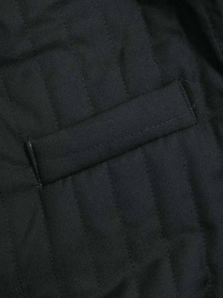 Women Black Cotton-padded Warm Blazer New Lapel Long Sleeve Loose Fit Jacket Fashion Tide Autumn Winter 2025 1DF3136