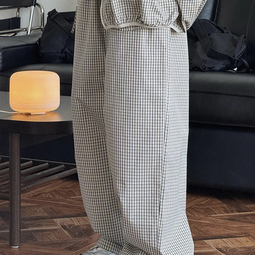 Load image into Gallery viewer, High Elastic Waist Beige Plaid Casual Long Wide Leg Pants New Trousers Women Fashion Tide Spring Autumn 2025 1DJ0867
