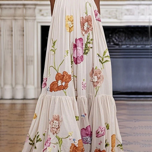 Load image into Gallery viewer, Summer Vacations Sleeveless Maxi Dresses Women 2025 Floral Printed Pleated Woman Elegant Vintage Evening Long Dresses
