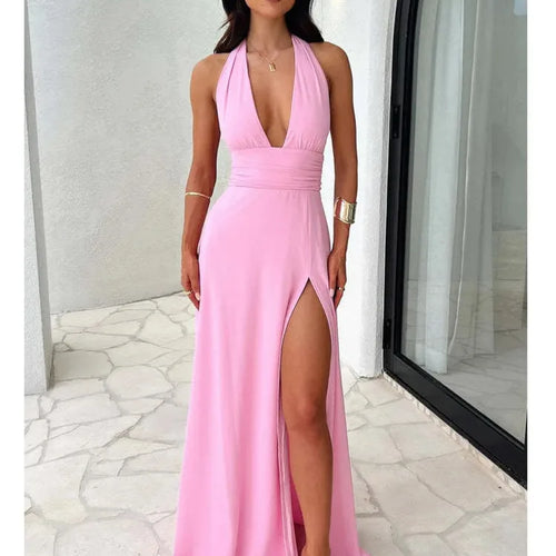 Load image into Gallery viewer, Elegant Sleeveless Open Back High Split Dress Women Slim Lace Up Evening Dress Female Elegance Club Party Vestidos 2024
