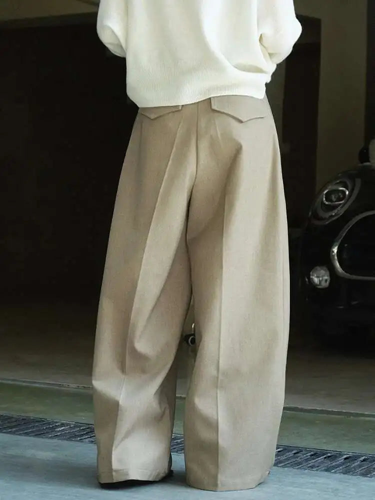 High Waist Khaki Pleated Long Wide Leg Elegant Pants New Loose Fit Trousers Women Fashion Tide Spring Autumn 2025 1DF2195
