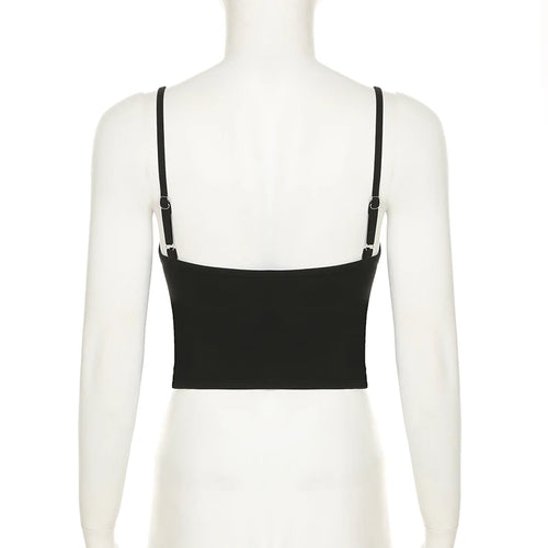 Load image into Gallery viewer, Gothic Dark Mesh Patchwork Skinny Camisole Women Sexy Stringing Design V-Neck Cropped Top Chic Popular Streetwear New
