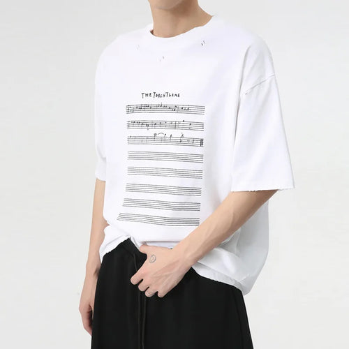 Load image into Gallery viewer, Korean Style Male T-shirts Casual O-Neck Short Sleeve Loose Men&#39;s Tees Note Printing Heavy Clothing Summer 9C6276
