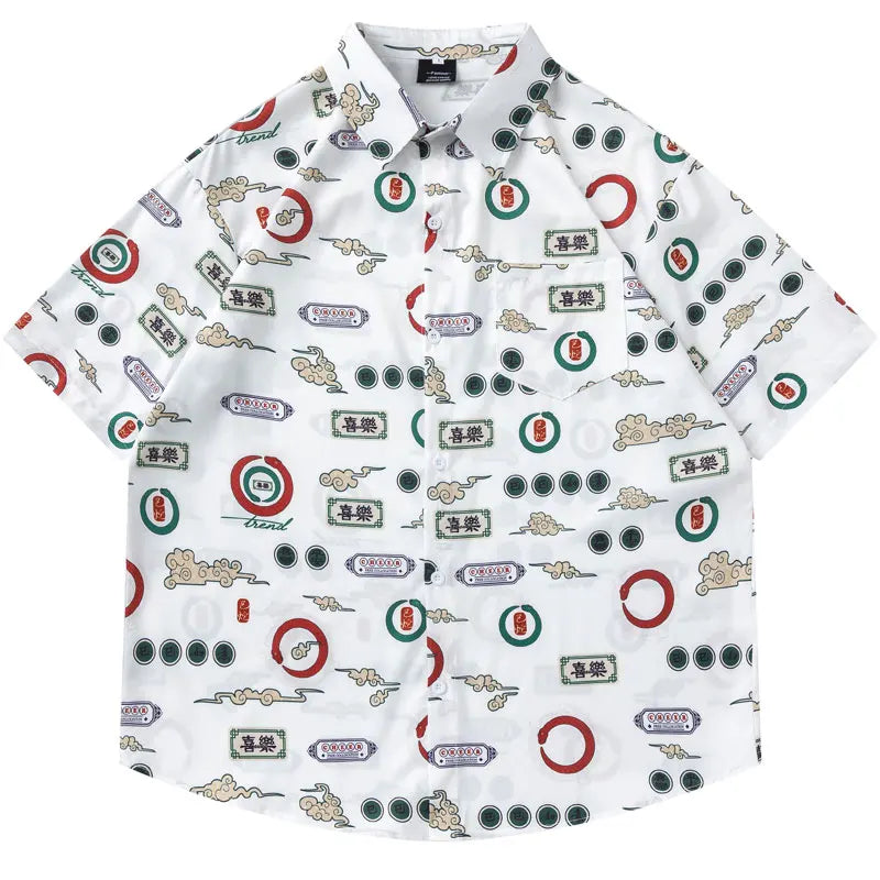 Vintage Hawaiian Shirts Retro Graphic Printed Button Up Summer Beach Blouse Men Harajuku Hip Hop Casual Short Sleeve Baggy Tops