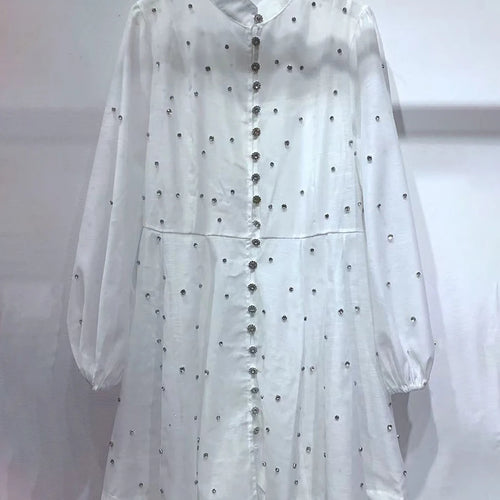 Load image into Gallery viewer, Solid Spliced Lace Up Loose Dresses For Women O Neck Long Sleeve High Waist Temperament Dress Female Clothes New

