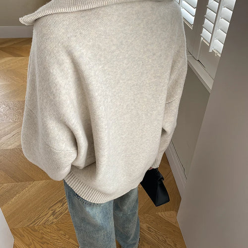 Load image into Gallery viewer, Camel Big Size Thick Elegant Knitting Cardigan Sweater Lapel Long Sleeve Women New Fashion Tide Spring Autumn 2025 26D55
