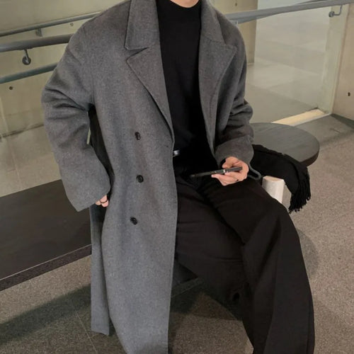 Load image into Gallery viewer, Winter Fashion Men&#39;s Trench Solid Color Tops Casual Single Breasted Korean Overknee Male Woolen Coats Trend 2024 9C7825
