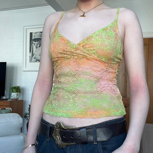 Load image into Gallery viewer, Random Colorful Lace Hook Floral Slimming Camisole Women's Summer Chic Cross V-Neck Mini Cropped Tops Y2K Aesthetics
