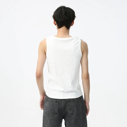 Load image into Gallery viewer, Men&#39;s Sleeveless Bottom Tank Top Simple Solid Color Irregular Neckline Trend Fashion Loose Casual Male Vest 9C5622
