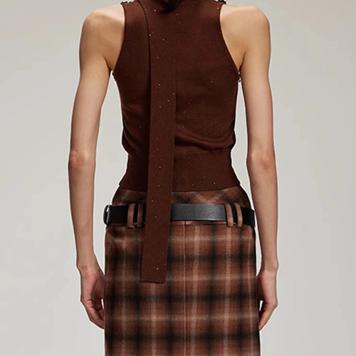 Load image into Gallery viewer, Solid Spliced Button Slimming Vests For Women V Neck Sleeveless Temperament Short Vest Female Fashion Style Clothes
