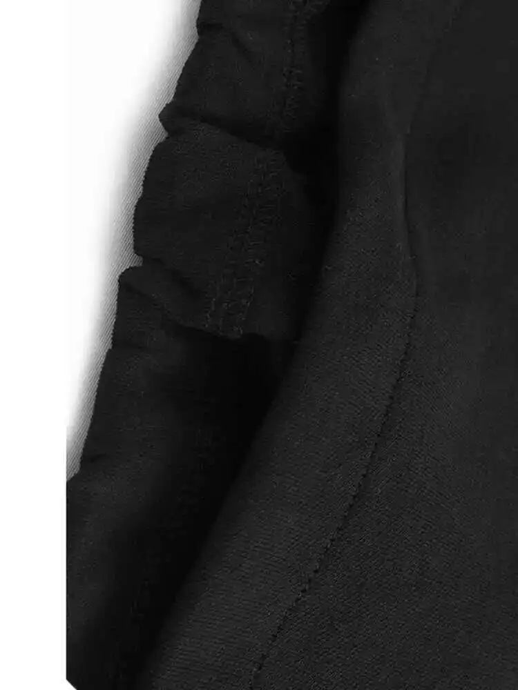 Black Lace Hollow Out Casual Sweatshirt New Round Neck Long Sleeve Women Big Size Fashion Tide Spring Autumn 2025 1DH7096