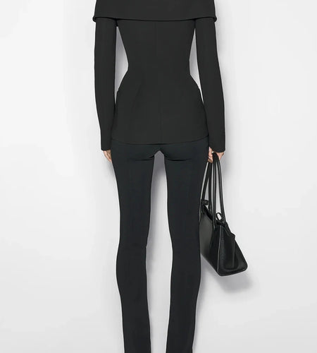 Solid Chic Designer Jackets For Women Slash Neck Long Sleeve Tunic Temperament Elegant Jackets Female Fashion Style