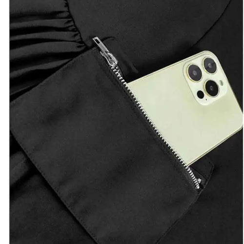 Load image into Gallery viewer, Women Black Pocket Pleated Big Size Midi Casual Dress New Round Neck Short Sleeve Fashion Tide Spring Summer 2025 1DJ0137
