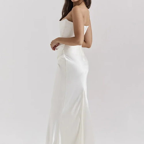 Load image into Gallery viewer, Summer New Waist Strapless Line Neck Long Dress Women Sexy Spicy Girl Elegant Backless Bodycon Party Club Evening Dress
