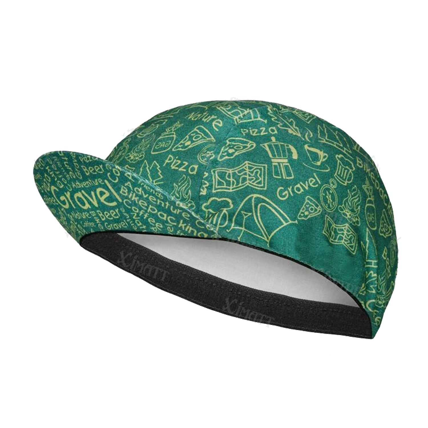 Green Pizza Tent Beer Print  Polyester Cycling Caps  Breathable Quick Drying Men And Women Wear  Customizable