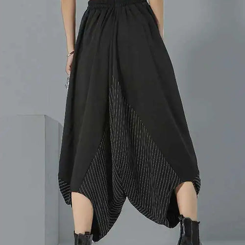 Load image into Gallery viewer, High Elastic Waist Black Irregular Striped Pants New Loose Fit Trousers Women Fashion Tide Spring Autumn 2025 1DF4666
