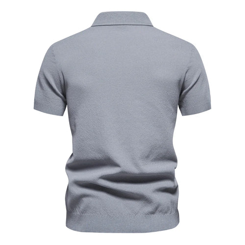 Load image into Gallery viewer, Summer Brand Quality Ribbed Knit Polo Shirt for Men Breathable and Cool Mens Zipper Textured Polo Shirts Short Sleeved
