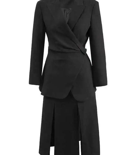 Black Blazer Slit Half-body Skirt Two Pieces Suit New Lapel Long Sleeve Women Fashion Tide Spring Autumn 2025 CPDB080