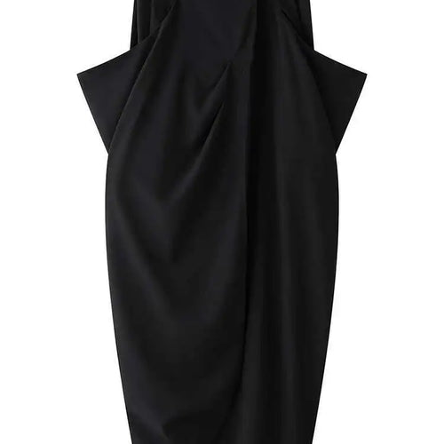 Load image into Gallery viewer, High Waist Black Pleated Shaped Irregular Elegant Long Half-body Skirt Women Fashion Tide New Spring Autumn 2025 1DH9092
