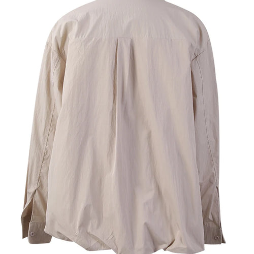 Load image into Gallery viewer, Women Khaki Gray Pleated Belted Big Size Bud Blouse New Lapel Long Sleeve Shirt Fashion Tide Spring Autumn 2025 WQ20452
