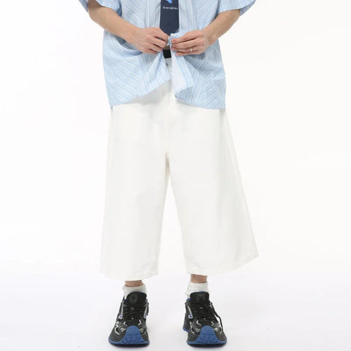 Load image into Gallery viewer, Korean Design Male Jeans Calf-length Pants Loose Wide Leg Trousers Straight Solid Color Male Bottom Summer 9C6431
