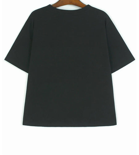 Women Black Dot Ruffles Big Size Casual T-shirt New Round Neck Short Sleeve Fashion Tide Spring Summer 2025 1DJ0188