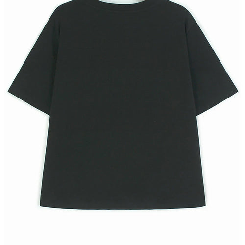 Load image into Gallery viewer, Women Black Dot Ruffles Big Size Casual T-shirt New Round Neck Short Sleeve Fashion Tide Spring Summer 2025 1DJ0188
