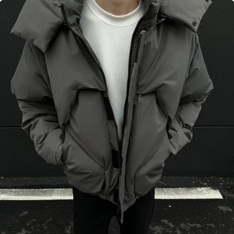 Winter Men's Cotton Coats Hooded Deconstruction Design Detachable Hat Solid Color Casual Male Padded Jacket chic 9C9086