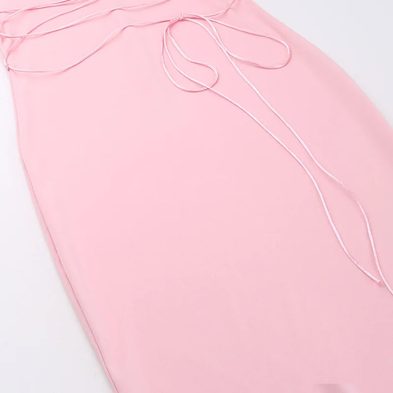 Elegant Spaghetti Strap Print Patchwork Maxi Dress For Women Strapless Sleeveless Backless Bodycon Sexy Long Dress