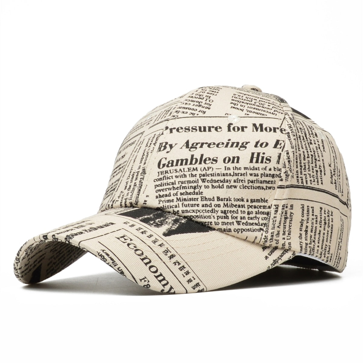 Men's Hip Hop Hat Newspapers Pattern Women's Baseball Cap Fashion Novelty Snapback Adjustable Casquette Homme