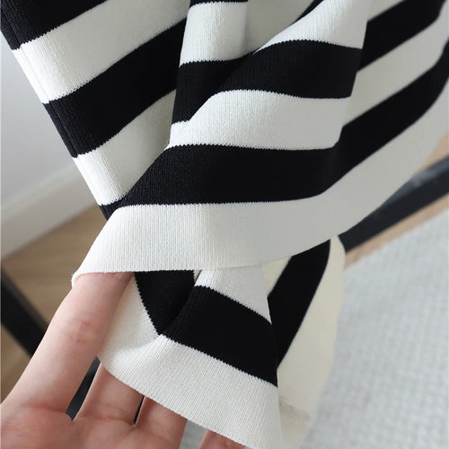 Load image into Gallery viewer, Luxury Spring Summer Contrast Stripe Knitted Sleeveless Tank Dress O-neck Loose Split Casual Long Dresses  C-008
