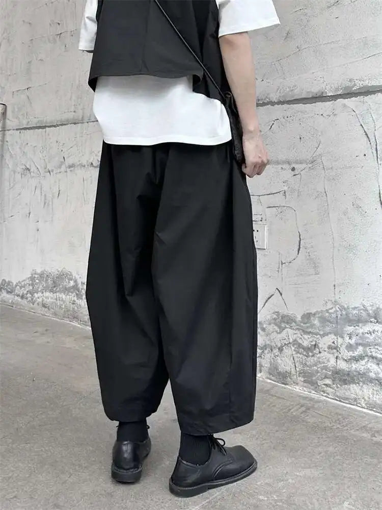 High Elastic Waist Black Pleated Long Wide Leg Pants New Loose Fit Trousers Women Fashion Tide Spring Autumn 2025 1DF9659