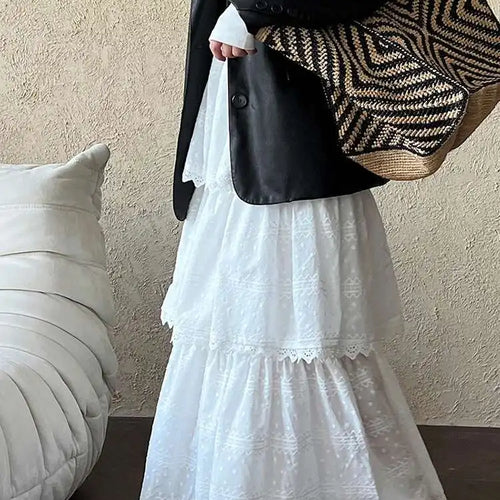 Load image into Gallery viewer, Women White Brief Slim Elegant Layers Long Cake Dress New V-Neck Long Sleeve Fashion Tide Spring Autumn 2025 1DH9982
