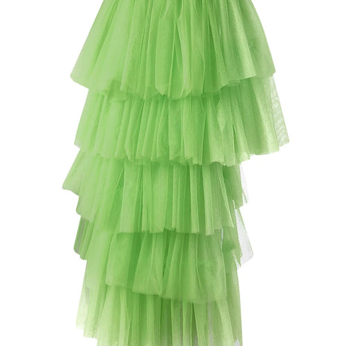 Load image into Gallery viewer, High Elastic Waist Green Mesh Layers Irregular Cake Half-body Skirt Women Fashion Tide New Spring Autumn 2025 CPG3074

