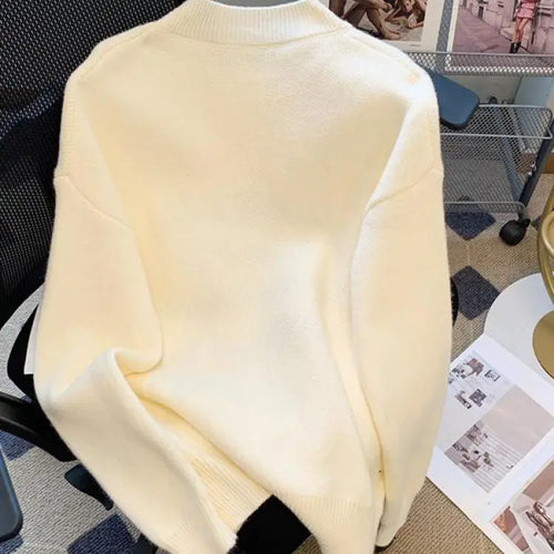 Load image into Gallery viewer, Women's Letters Star Shaped Long Sleeve Round Neck Sweater Autumn Winter Elegant Festival Versatile Knitted Thick Pullover Tops
