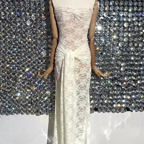 Load image into Gallery viewer, Solid Spliced Lace Up Slimming Dresses For Women Strapless Sleeveless High Wist Temperament Long Dress Female New
