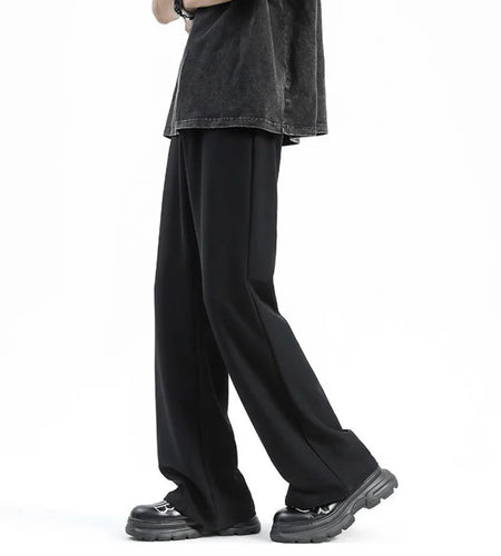 Men's Suit Pants Flared Trousers Solid Color New Summer Fashionable Ice Silk Loose Casual Trousers Men Clothing 9W1320