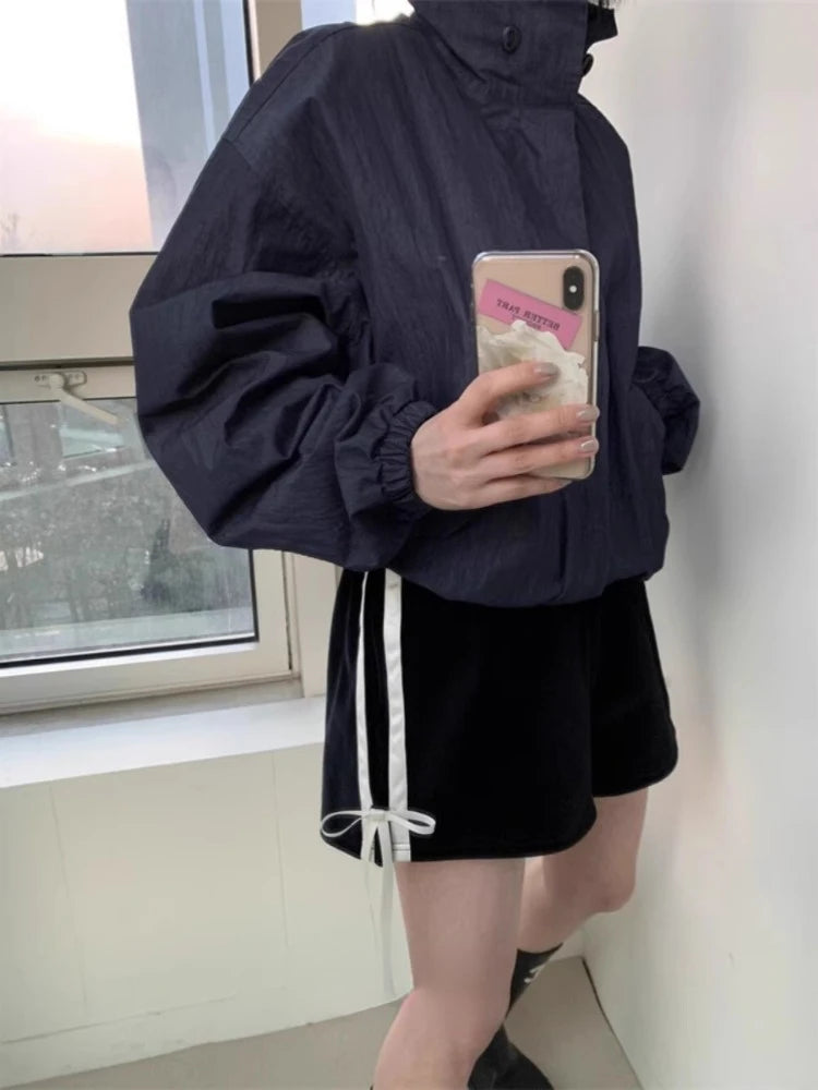 Japanese Shorts Women Clothing New Bottoms Patchwork Bow Elastic Waist Casual Pants Pantalones Cortos De Mujer 2024 New Bottoms