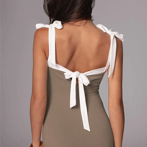 Load image into Gallery viewer, Lace-up Backless Sexy Maxi Dress Women Square Collar Patchwork Sleeveless Bodycon Club Party Sexy Long Dress Elegant
