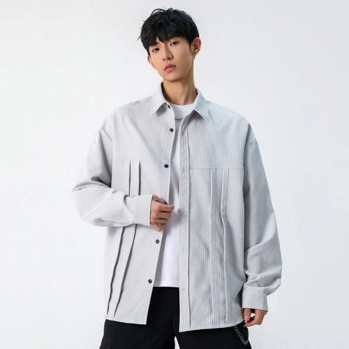 Load image into Gallery viewer, Men's Shirts New Korean Long Sleeved Single Breasted Solid Color Spring Male Striped Design Male Shirt Loose Fitting 9W1388
